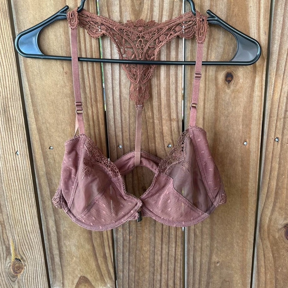 Free People Intimately Lace Halter Bralette in Brown